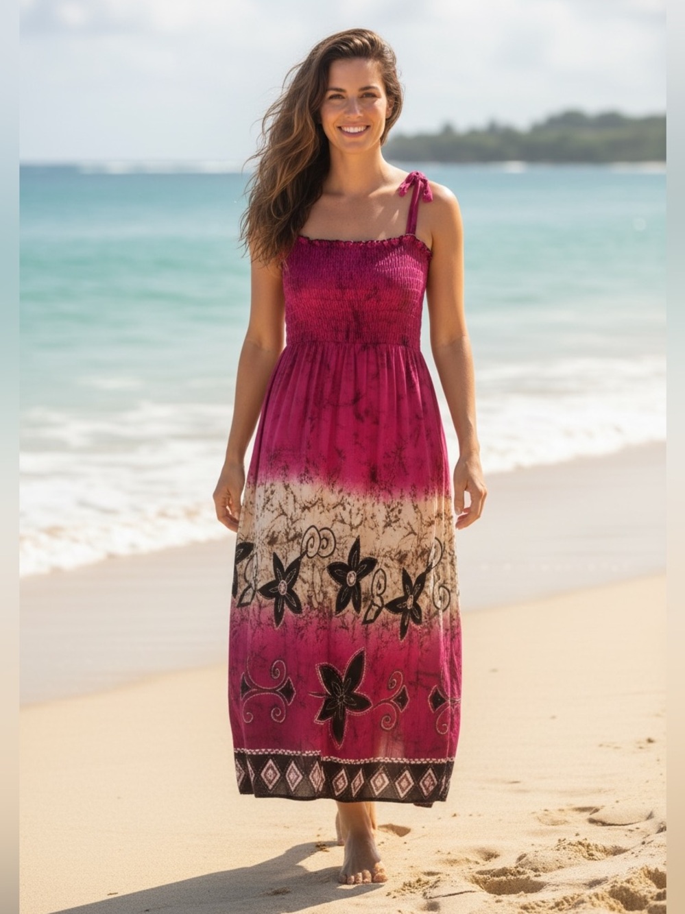 Boho Floral Mini Tie Dye Summer Dress